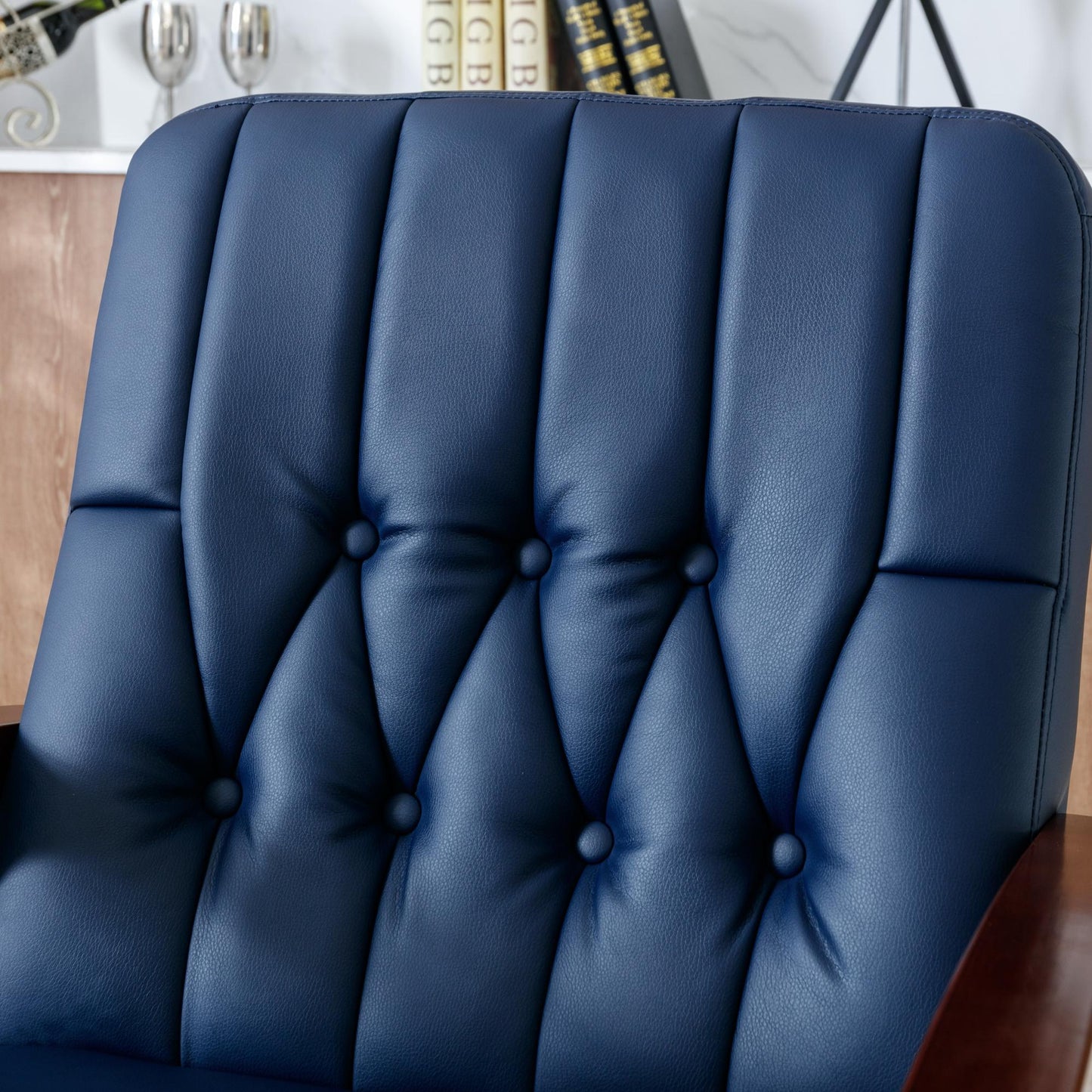Mid Century Single Armchair Sofa Accent Chair Retro Modern Solid Wood Armrest Accent Chair, Fabric Upholstered Wooden Lounge Chair