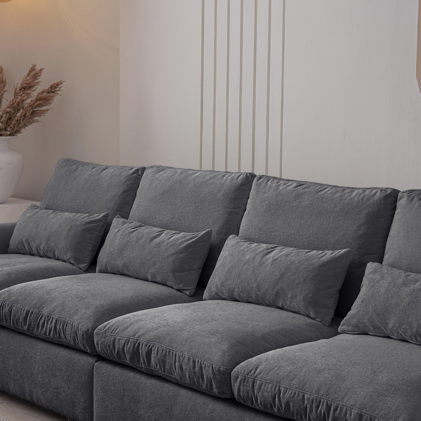 114.5"Modern L Shaped Chenille Sofa Couch Reversible Ottoman With Storage Removable and Washable Cushions Sofa With USB Ports & Cup Holder For Living