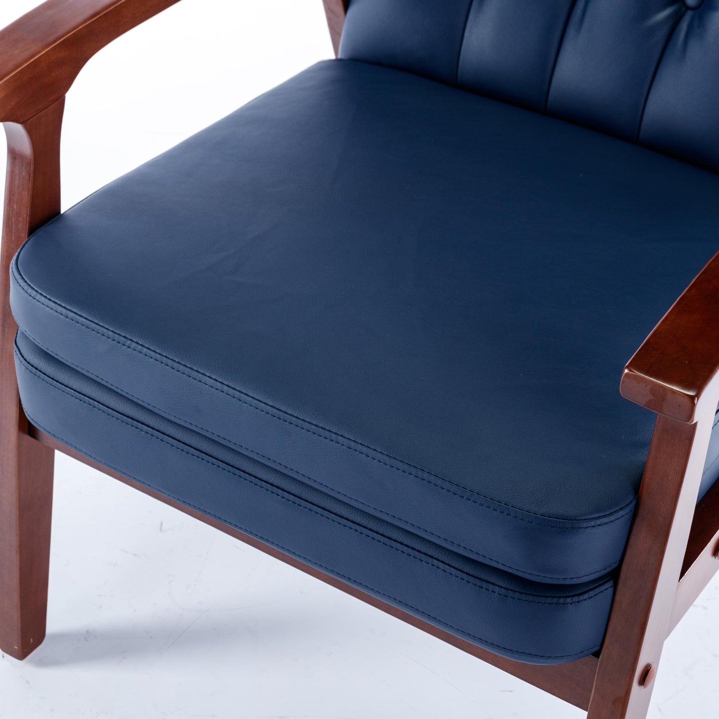 Mid Century Single Armchair Sofa Accent Chair Retro Modern Solid Wood Armrest Accent Chair, Fabric Upholstered Wooden Lounge Chair