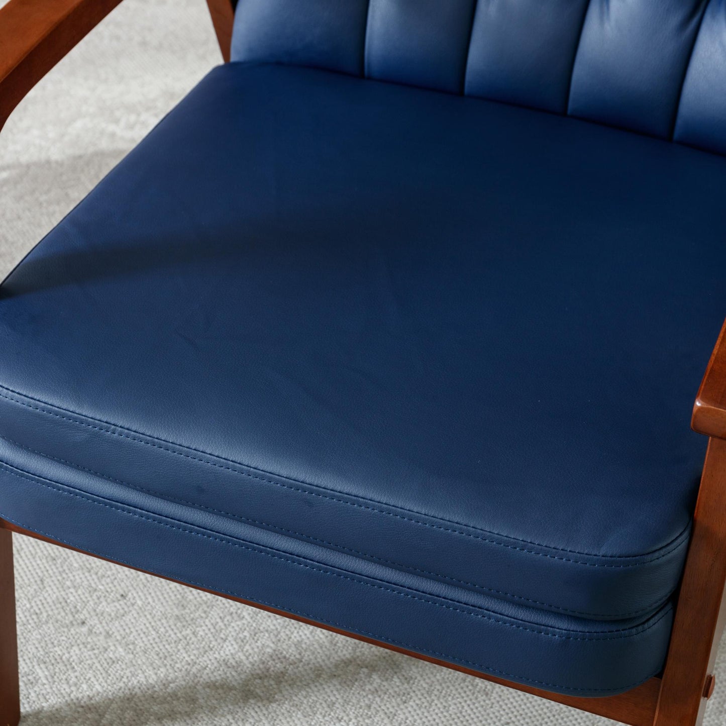 Mid Century Single Armchair Sofa Accent Chair Retro Modern Solid Wood Armrest Accent Chair, Fabric Upholstered Wooden Lounge Chair