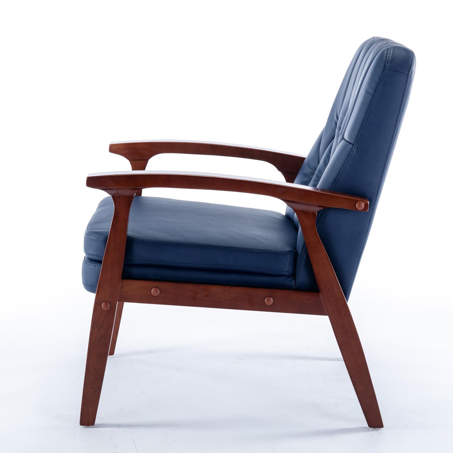 Mid Century Single Armchair Sofa Accent Chair Retro Modern Solid Wood Armrest Accent Chair, Fabric Upholstered Wooden Lounge Chair