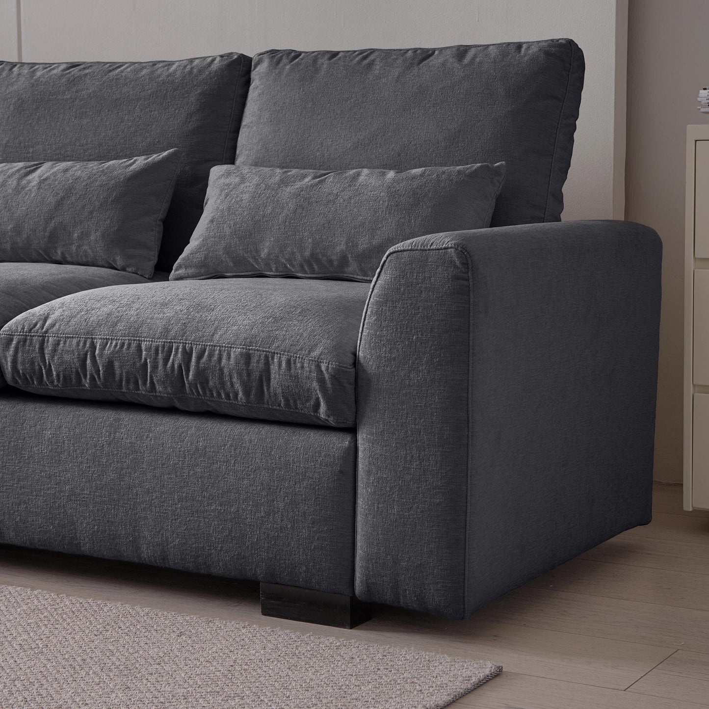 114.5"Modern L Shaped Chenille Sofa Couch Reversible Ottoman With Storage Removable and Washable Cushions Sofa With USB Ports & Cup Holder For Living