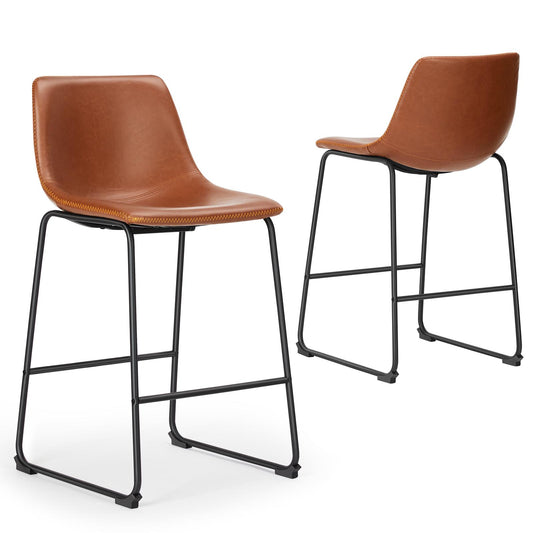Metal Bar Stools Counter Height- Dining Chair Set of 2