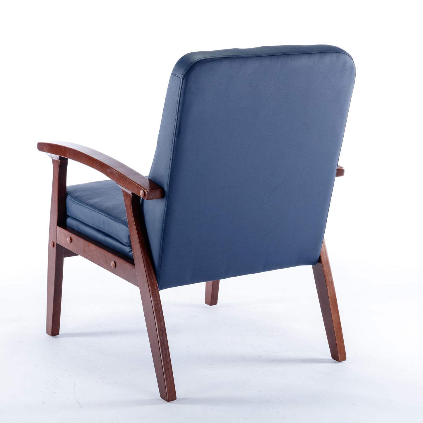 Mid Century Single Armchair Sofa Accent Chair Retro Modern Solid Wood Armrest Accent Chair, Fabric Upholstered Wooden Lounge Chair
